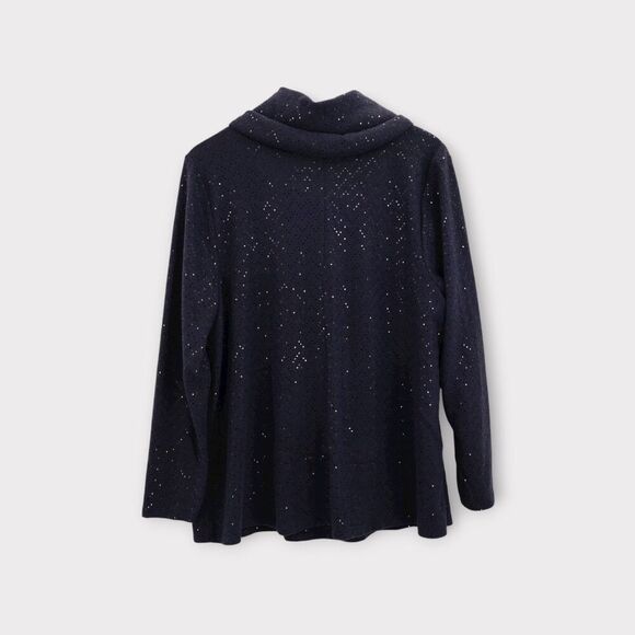 NWT Lane Bryant Sweater Plus Size 14/16 Cowl Neck Blue Sequins Stretch Pullover - Picture 7 of 16